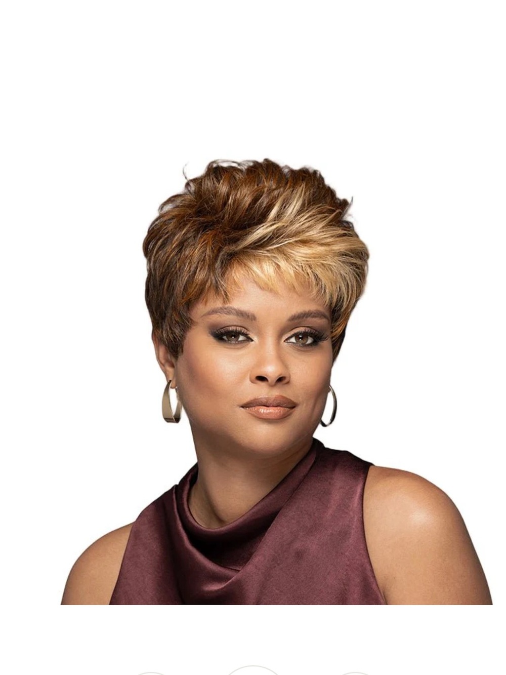 Short Layered Women's Wig Brown with Blonde Highlights NWT Size AVG